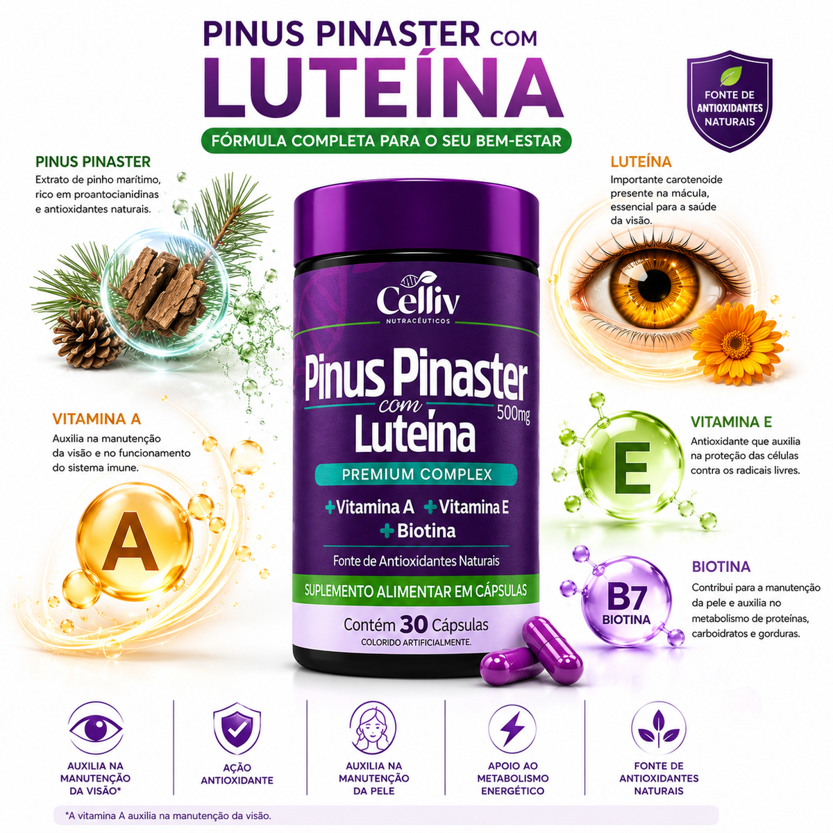 Pinus Pinaster com Luteína 500mg | Emunora
