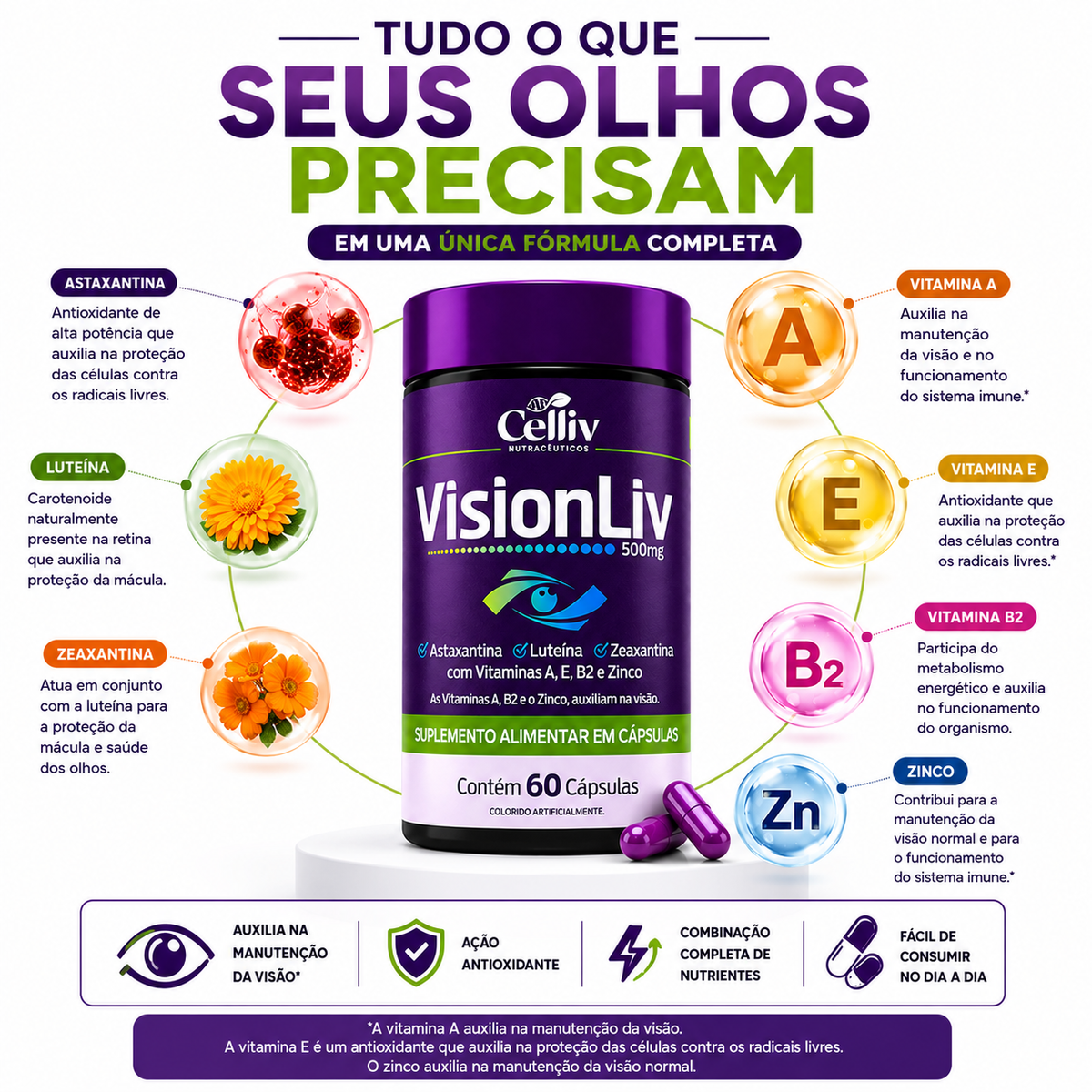 VisionLiv 500mg 60 Cápsulas | Emunora