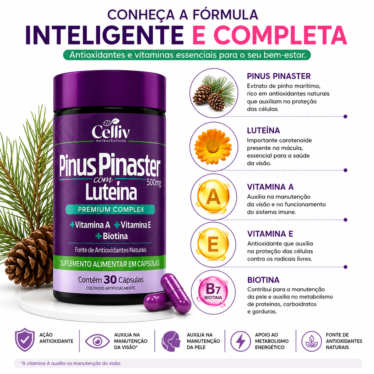 Pinus Pinaster com Luteína 500mg | Emunora