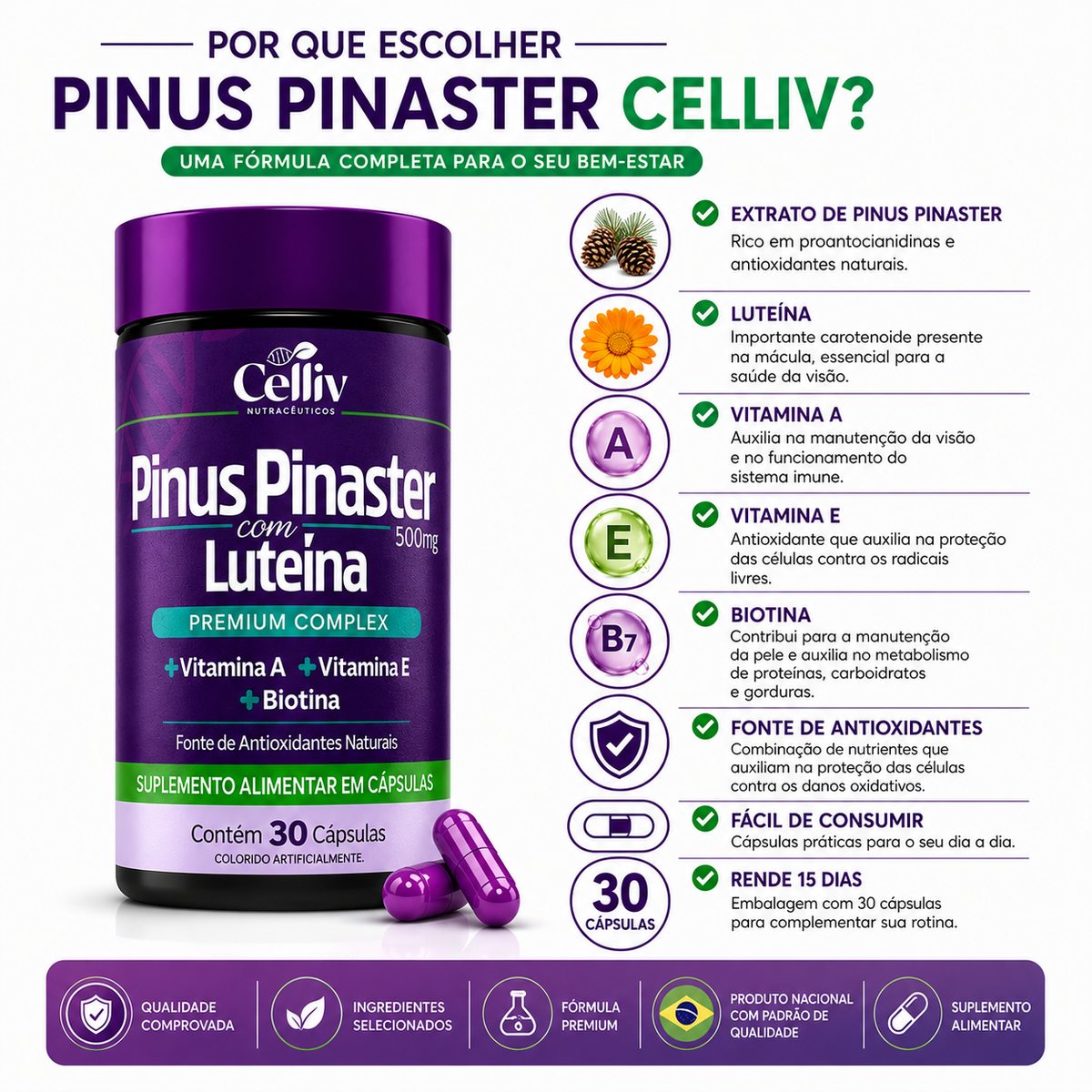 Pinus Pinaster com Luteína 500mg | Emunora