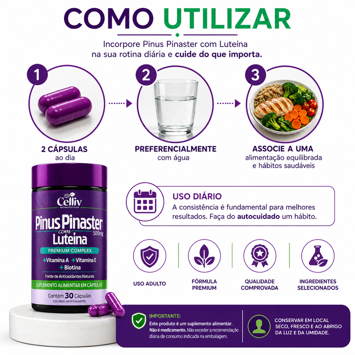 Pinus Pinaster com Luteína 500mg | Emunora