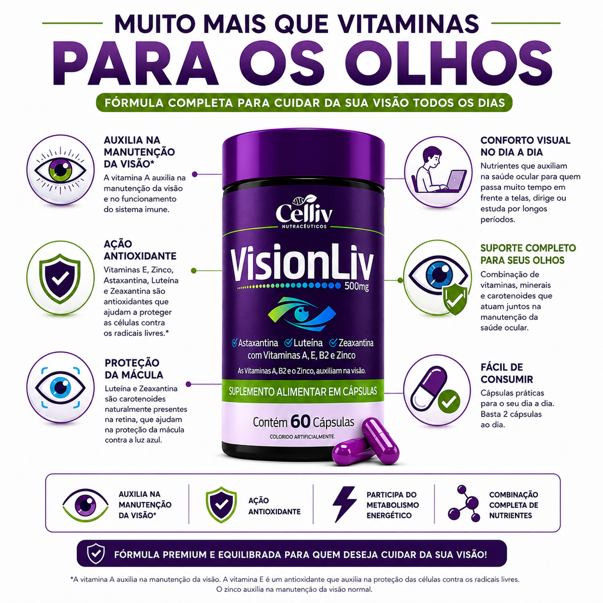 VisionLiv 500mg 60 Cápsulas | Emunora