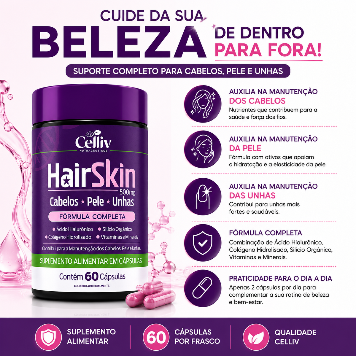 Hair Skin Cabelos Pele e Unhas 60 Cápsulas | Emunora